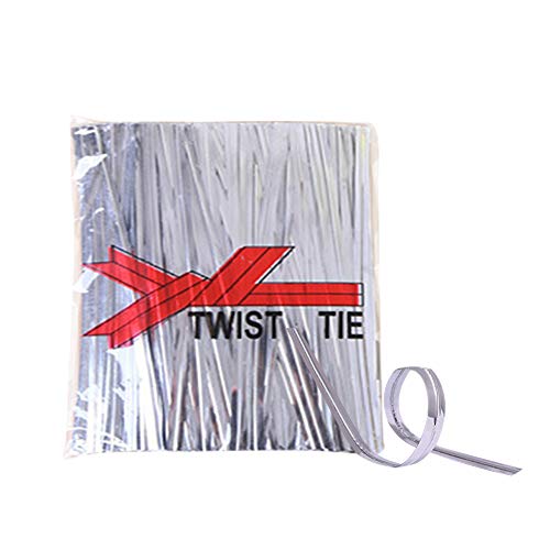 YOFASEN Argent Liens Torsadés - 800PCS Attache Lien Fil Fer d'Étanchéité pour Sac Twist Tie Sachet Bonbons Biscuits Sucettes, 8cmx4mm