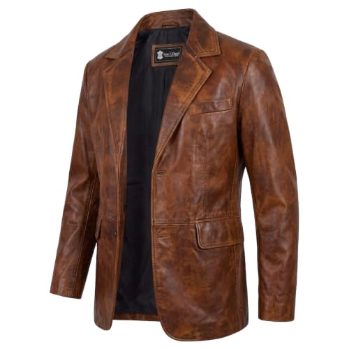 Image of Isaac & David Chicago Lambskin Genuine Casual Wear Leather Blazer Sport Coat Classic Button Closure for Men 2 Button Coat
