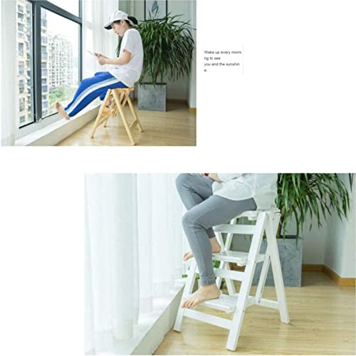 Taburete de escalada plegable de madera maciza con 3 niveles para el hogar 3