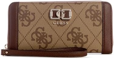 GUESS Karnilla Logo Large Zip Around Wallet Latte Logo/Brown Ligh...