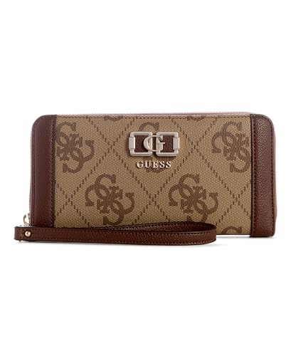 GUESS Porte-Monnaie Karnilla Logo Large Zip Around Wallet Latte Logo/Brown Marron Clair