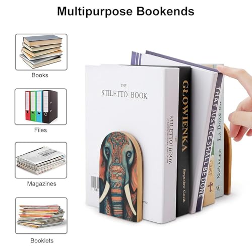 Serre-livres imprimé éléphant en hêtre cadeau poétique