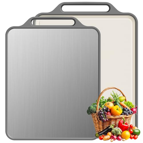 Tabla de cortar de acero inoxidable con mango 39.37x30.48 cm miniatura 1