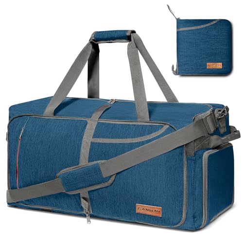 Image of Canway 65L Travel Duffel Bag, Foldable Weekender Bag with Shoes Compartment for Men Women Water-proof & Tear Resistant (Aegean Blue, 65L)