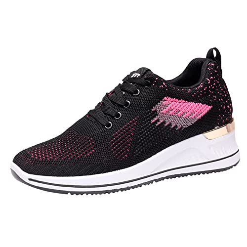 Genérico Zapatillas Deportivas Mujer Ortopédicos Zapatos de Ocio con cuña para Exteriores para Mujer, Zapatos de Malla para Correr, Entrenador Transpirable, Bambas Negras Mujer Calzado (Hot Pink, 38)