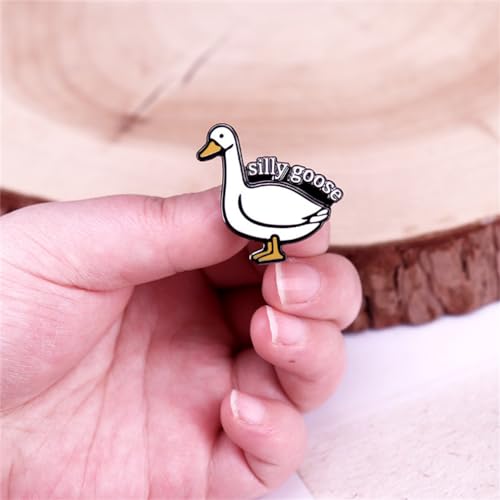 Image of yangwenyuanGoose Brooch Silly Goose Humorous Letter Brooch Badge Cartoon Animal Design Hard Enamel Pin Fun Goose Pin Cute Collar Pin Suitable for Backpacks Jackets Gifts DIY Accessories Clothing Hat Decorations