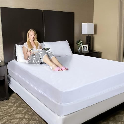 Zippered Mattress Encasement, Queen Size Waterproof Mattress Protector, Breathable & Noiseless Absorbent 6-Sided Mattress Cover