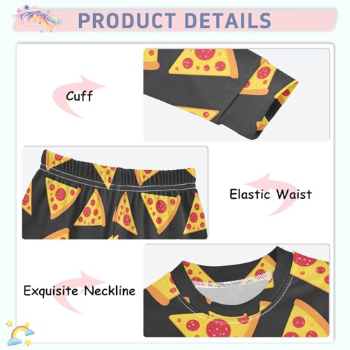 ALAZA Pizza Slices on Black Pajamas Long Sleeve Sleepwear 2-Piece Pajama Set4