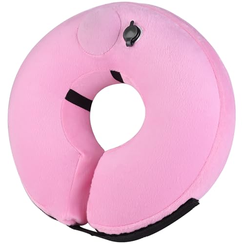 Image of Inflatable Dog Cone Collar for Medium Large Dogs and Cats, Self-Inflating Soft Adjustable Blow up Donut Dog E-Collar for Post-Surgical Recovery