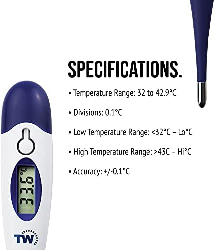 Digital Pet Thermometer For Animal Owners of Dogs Cats Horses Vets Flexible Temperature Probe Includes Veterinary Hobdays Chart