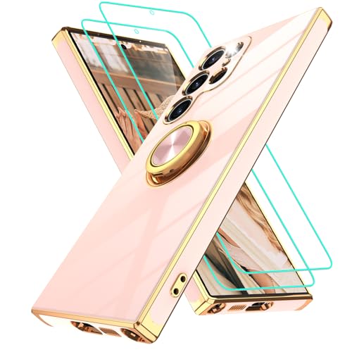 Coque Samsung S23 Ultra antichoc pour éviter les fissures d'écran avec anneau rose