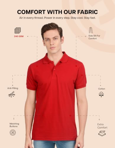 Image of Scott International Men's Cotton Polo T-Shirt | Six Degrees Soft & Breathable Collared T-Shirt | Half Sleeve Regular Fit Casual Wear | Comfortable Everyday Polo T-Shirt for Men
