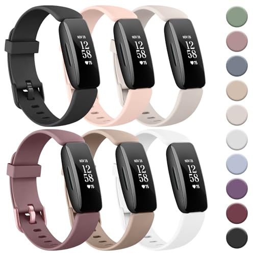 Tobfit 6 PACK Sport Bands Compatible with Fitbit Inspire 2 Bands for Women Men, Soft Silicone...