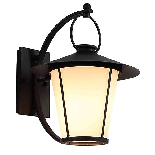 UEMIS Black Outdoor Wall Sconce Lights, Vintage Metal Wrought Iron Glass Wall Lantern, Outdoor E27 Single Head Wall Light, for Front Door, Garage, Patio