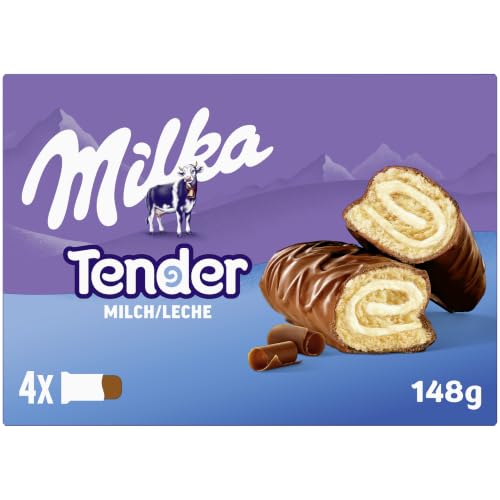 Milka Tender Barritas de Bizcocho, Cubierto Chocolate Leche, 37g