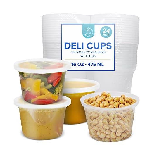 Healthy Packers Extra Thick Food Storage Containers with Lids (16oz - 24 Pack) - Great for Slime - Deli Pint Cups - Soup Containers | Microwave, Dishwasher and Freezer Safe