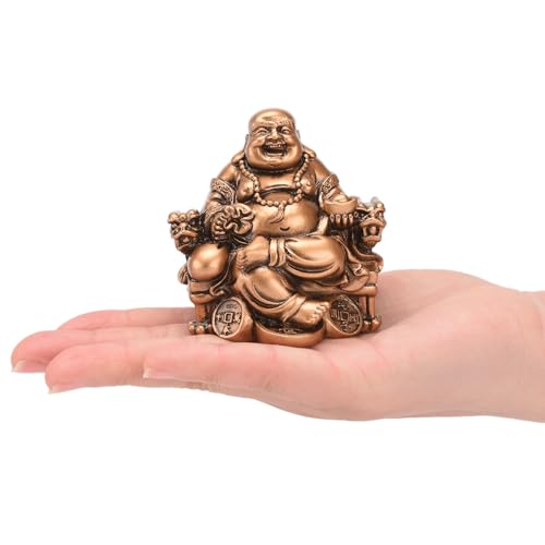 Figura de Buda Sonriente en Silla de Dragón de Resina miniatura 6