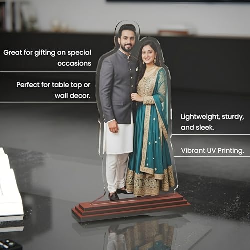 Image of SAVRI Personalized Acrylic Photo Cutout (6x8) - Custom Photo, 5mm Thick - Unique Tabletop, Best Gift for Birthday, Anniversary, Girlfriend, Boyfriend, Husband, Wife & Special Occasions (For Couple)