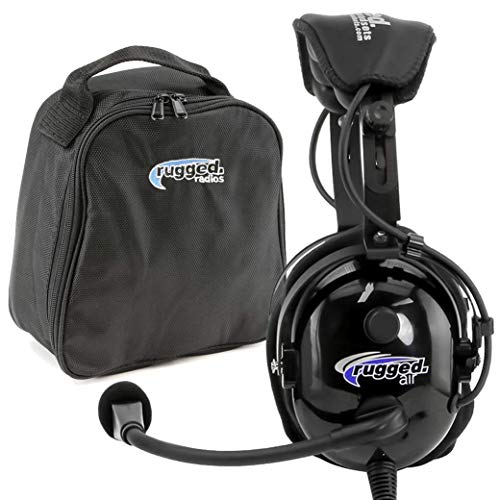 Rugged. Air RA900 General Aviation Pilot Headset with Gel Ear Seals and Cloth Ear Covers - Featuring Stereo/Mono Switch, GA Dual Plugs and MP3 Music Input with Free Ballistic Nylon Carrying Bag