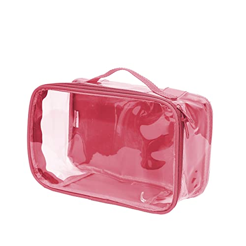 Small Clear Travel Packing Cube/See Through Pvc Plastic Pouch For Carry On Suitcase, Backpack Or Diaper Bag/Transparent Multipurpose Accessories, Makeup & Underwear Organizer W/Handle (Burgundy) #TOP4