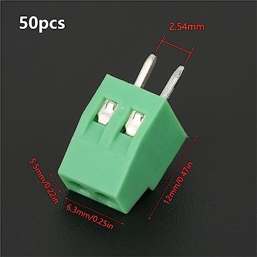 50Pcs 2 Pinterminal Block Connector 2.54Mm Pitch Green Pcb Universal Screw Terminal Block Connector For Calculators General Computer Electronic Equipments #TOP1