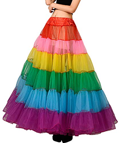 Femiserah Women's Maxi Multicoloured Rainbow A Line Tutu Skirts Petticoat (One Size)