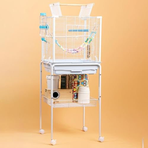 Support pour cage à oiseaux surélevé et robuste avec rangement pour grande volière - 8