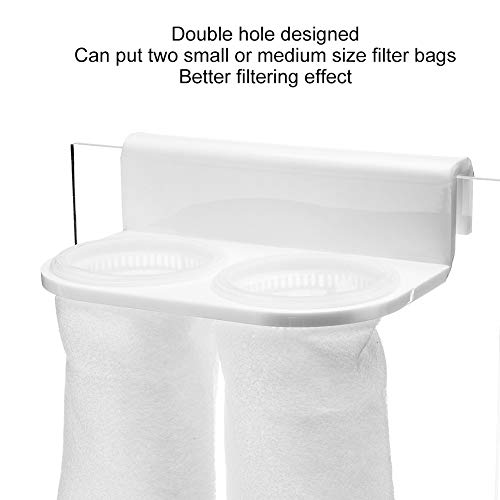 Cikonielf Aquarium Filter Bag Bracket Fish Tank Double Hole Filter Socks Holder Acrylic Filter Bag Support White - Image 2