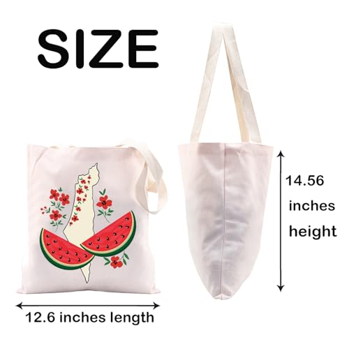 Image of JXGZSO Watermelon Palestine Tote Bag - Free Palestine Flag Shopping Bag Support Gift