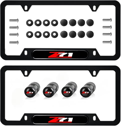 2Pcs for z71 Black Licence Plate Frame Compatible Accessories for Silverado Sierra Tahoe Suburban