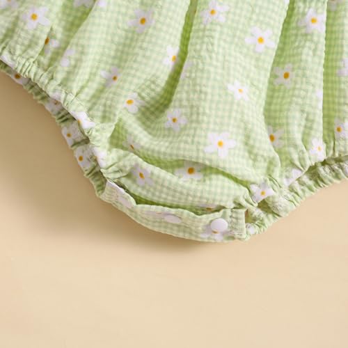 Newborn Baby Girl Clothes Floral Bunny Print Smocked Sleeveless Romper Summer Bodysuit Cute Baby Easter Outfit4