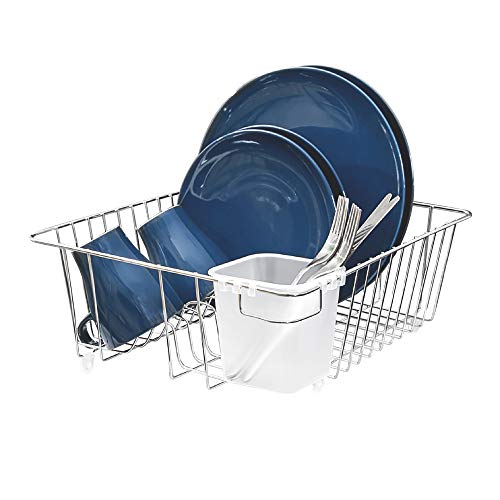 Smart Design Dish Drainer Rack w/ Cutlery Cup & Plate Dividers - Steel