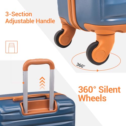 Image of 5-piece Hardside Luggage set,ABS+PC Suitcases With Spinner Wheels | TSA Lock,with Waterproof Underseat Duffel Bag,Packing cubes