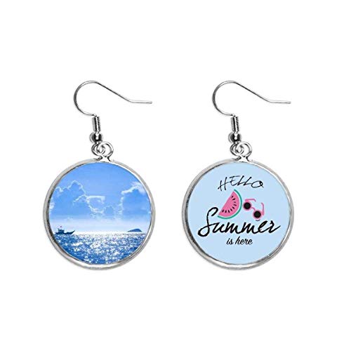 Pendientes de sandía y océano para el lóbulo con foto de naturaleza