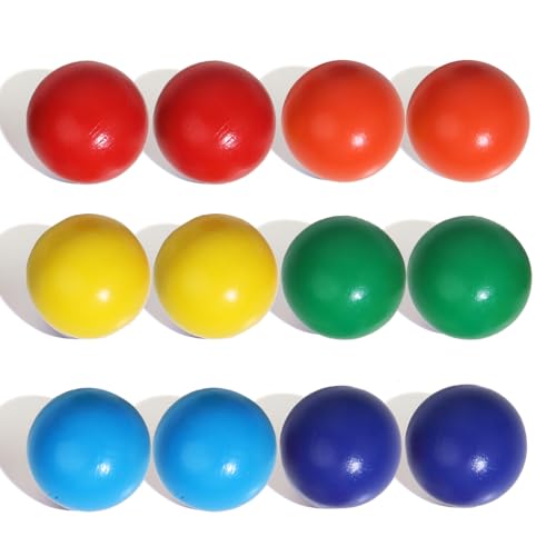 Wooden Rainbow Ball 12 Pcs Montessori Balls Toy 1.8 Inch Wooden Replacement Ball Educational Counting Toys Preschool Learning Material for Montessori