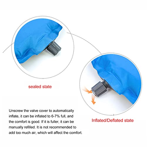 Colchón Inflable Autoinflable Almohadilla para Dormir Resistente al Agua Azul 74.8x51.2 pulg con Espuma de 2 Pulgadas para Camping Exterior miniatura 4