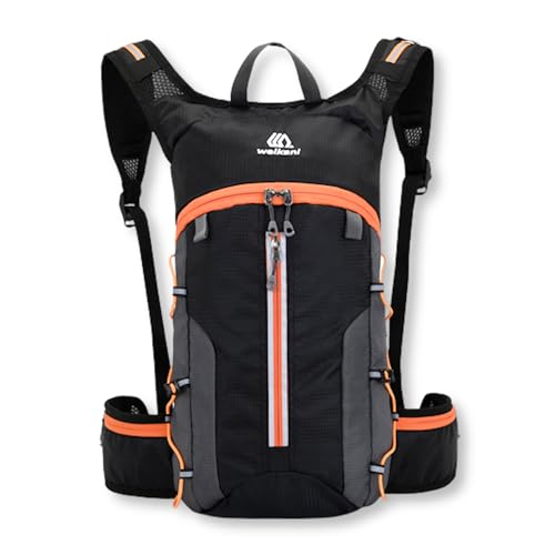 [Lezalic] サイクリングリュック 軽量 防水 撥水 密着 リュック バックパック ランニング ジョギング スポーツバッグ アウトドア 反射ストラップ ハイドレーションパック対応 (オレンジ)