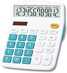 Calculator Solar Battery Dual Power Large LCD Display, 12 Digit Financial Dedicated Large Standard Function Desktop Business Calculator Multifunctional Calculating Machine KA08 Blue