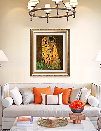 Decorarts - The Kiss, Gustav Klimt Classic Art. Giclee Prints Framed Art For Wall Decor. Framed Size: 29X35 #TOP2
