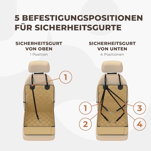 WUGLO Extra Stabiler Hunde Autositz – Hochwertiger Auto Hundesitz für kleine Hunde bis 12 kg – Verstärkte Wände und 3 Gurte – Wasserdichter Hundeautositz für Rück- und Vordersitz