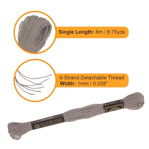 Image of HARFINGTON 12 Skeins Embroidery Floss 8.75yds(8m) Egyptian Long-Staple Cotton Cross Stitch Thread for Sewing DIY Bracelet Yarn String and Crafts, Khaki Color(6007)