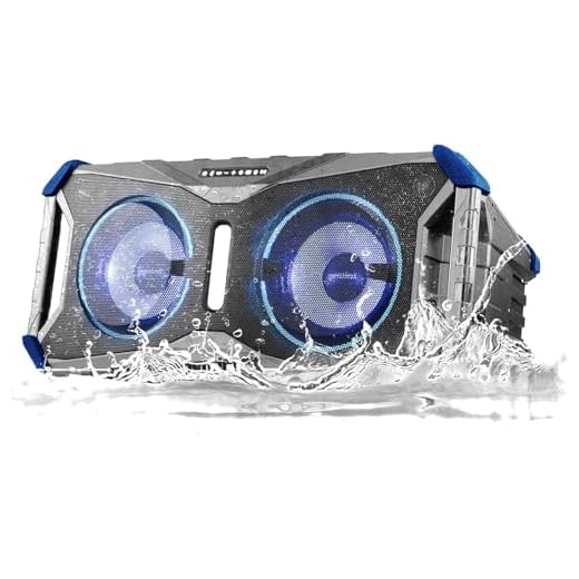 Gemini Sound SoundSplash 400W Floating Waterproof Wireless Bluetooth Speaker, LED Light Show, Dual 8” Woofers & NFC Pairing - Perfect for Pool Parties, Beach, Travel & Home Fun (Gray/Blue)
