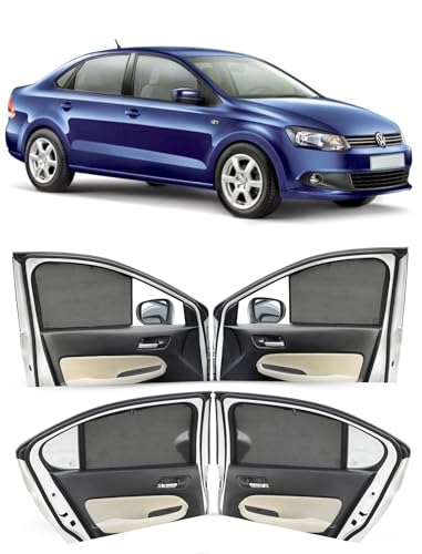 Image of Autofact Car Sunshades for Volkswagen Vento, UV Protection, Useful Car Accessories, Custom fit Sun Shades for Side Windows, Set of 4