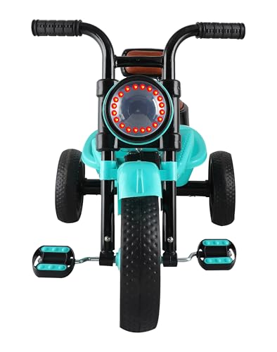 Image of JoyRide Ninja Plug N Play Durable Kids /Pedal Baby Tricycle, Storage Basket, Leather Seat, Led Headlight, Music for 18 Months to 5 Years Boys /Girls /Carrying Capacity Upto 30 Kgs Aqua Green