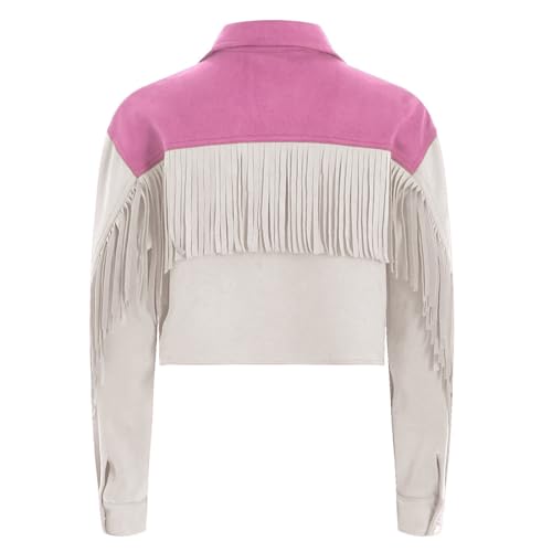 YiZYiF Toddler Girls Tassels Blazer Jacket Turn-Down Collar Outerwear Long Sleeve Cropped Coats Top4