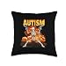 Fire Autism Skeleton With Guns Meme Autistic Virgin Throw Pillow