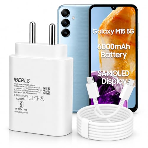 Image of 25W Pd 3A Type-C Super Fast Charging Adapter with 1M Type C Cable for Galaxy M15 /M17 /M17e /M06 /M36 /M07 /M56 /M16 / M55s /M05 /M35 /M55 /Tablet /Galaxy Watch- Charge Your Device with 25 Watt USB C Fast Charger