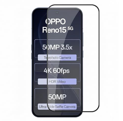 Image of Tempered Glass Screen Protector Compatible For RENO 15 5G with Easy Self Installation Kit