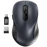 Trueque Wireless Mouse for Laptop, 2.4GHz Ergonomic Computer Mouse with Back & Forward Buttons, 3 Adjustable DPI Levels, 6 Buttons, Optical USB Cordless Mice for Windows PC (Gray, 1 Pack)
