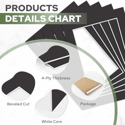 image for Golden State Art, Acid Free, Pack of 25, 5x7 Black Picture Mats Mattes